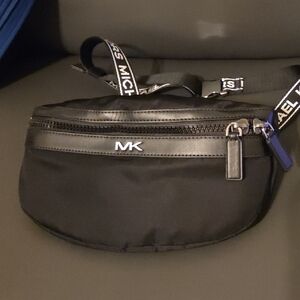 Michael Kors Black Nylon Belt Bag with Logo Strap